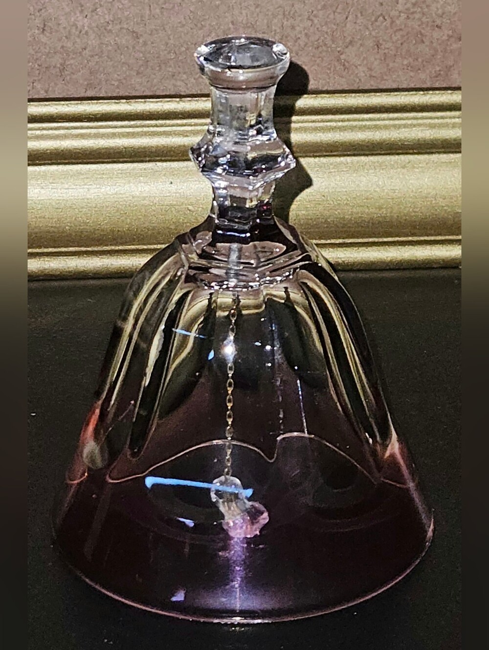 Vintage Golden Crown Clear Crystal Ink Pink E&R France Cut Glass